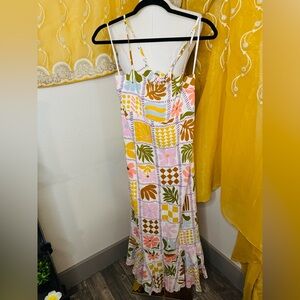 Paper Heart Colorful Geometric Maxi Dress Size Large